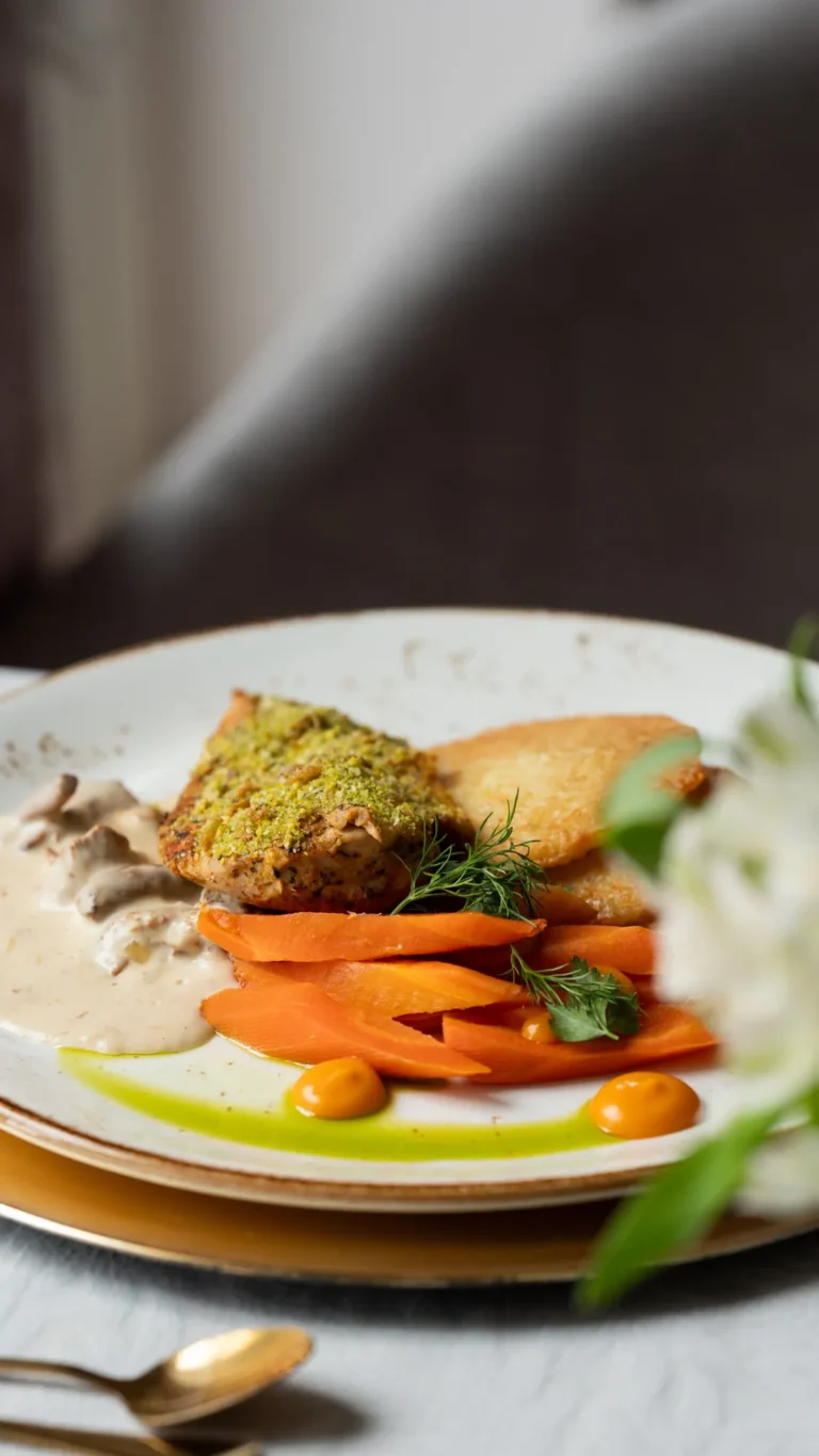 Kurczak z pistacjami i plackami – fotografia kulinarna dla restauracji